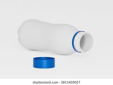 opened blue cap removed from white plastic bottle