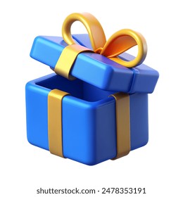 Opened blue gift box 3d illustration