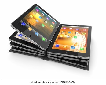 Opened book or folder from tablet pc. 3d