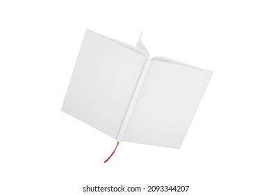 Opened Book Mockup With White Cover And Free Space For Your Design On A White Background. 3d Rendering 