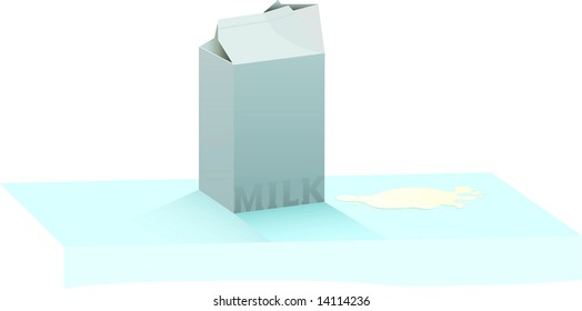 An Opened Carton Sat On A Table With Splash Of Spilt Milk