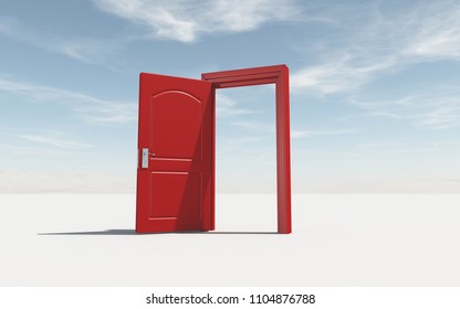 Opened Door - The Concept Of Opportunity. This Is A 3d Render Illustration