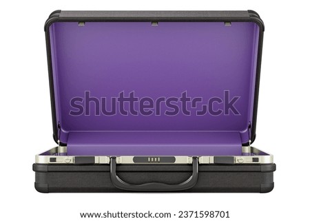 Opened empty Briefcase with Combination Locks, Black. 3D rendering isolated on white background
