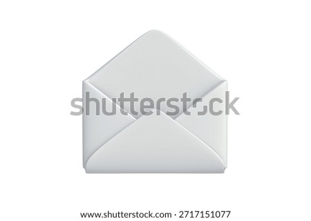 Opened envelope isolated on white background. Email correspondence. Top view. 3d render