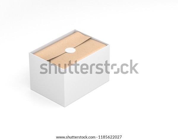 Download Opened Large White Box Mockup Kraft Stock Illustration 1185622027