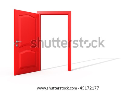 Opened red door
