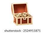 Opened retro treasure box and gift box, 3d rendering. 3D illustration.