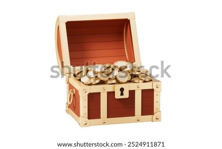Opened retro treasure box and gift box, 3d rendering. 3D illustration.