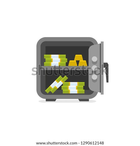 Opened safe. Opened with money inside. isolated on white background