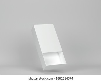 Opened Slide Box Mockup. 3d Illustration On Gray Background 