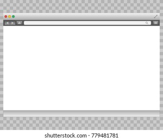 Opened template Grey website display bar isolated. Navigation button forward, back, home, search, menu. Business concept commerce site. Background interface. Past content abstract graphic illustration