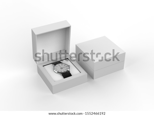 Download Opened Watch Box Mockup Template Isolated Stock Illustration 1552466192