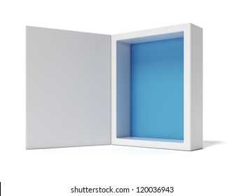 Opened White Box With Blue Inside