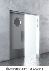 Opened White Swing Door