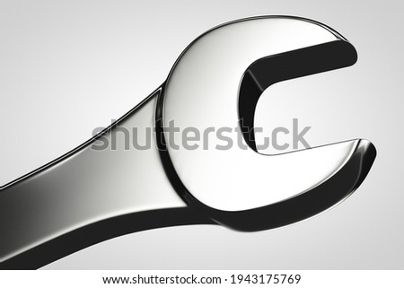 Open-end spanner close-up. Engineering topics. 3d rendering