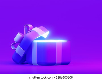 Opening gift in a cyber style. 3d rendering illustration. For Black Cyber Friday - Powered by Shutterstock