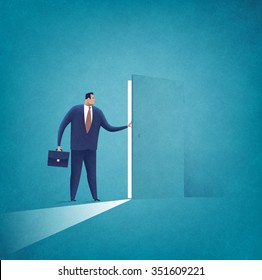 Opening Secret Door. Business Illustration