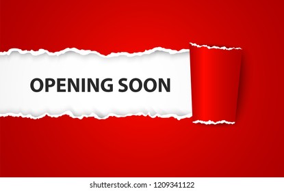 Opening soon background with paper sign