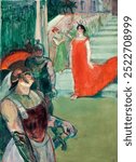 The Opera Messalina at Bordeaux painting by Henri de Toulouse–Lautrec. Vintage woman art illustration, woman art print. Art nouveau artwork by Henri de Toulouse-Lautrec.