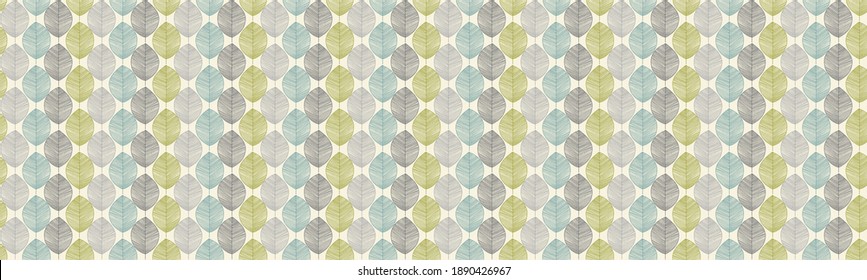 Opera Retro Leaf Pattern Leaves Motif Designer Wallpaper And HD Long Background In Light Theme With Blue Green Gray And Black Color.