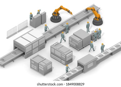 Operate Robot Assembly Line Assembly Person Stock Illustration ...