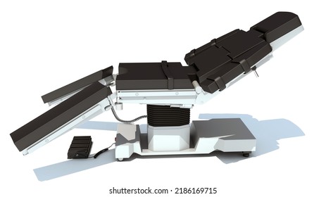 Operating Table Medical Equipment 3D Rendering On White Background