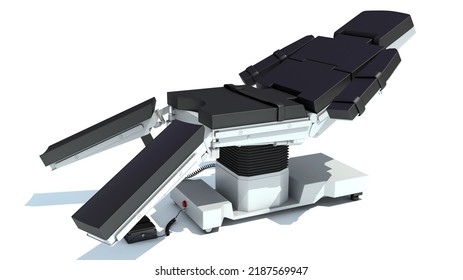 Operating Table Medical Equipment 3D Rendering On White Background