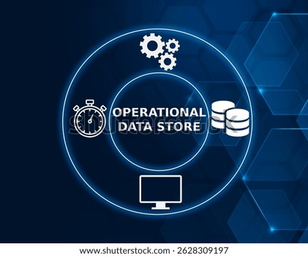 operational data store tech concept.A database that stores real-time or near-real-time operational data, separate from data warehouses.