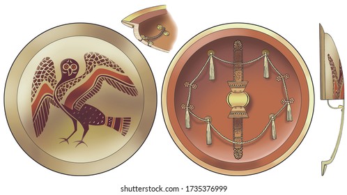 Oplon Greek Shield Hoplite Made Wood Stock Illustration 1735376999 ...