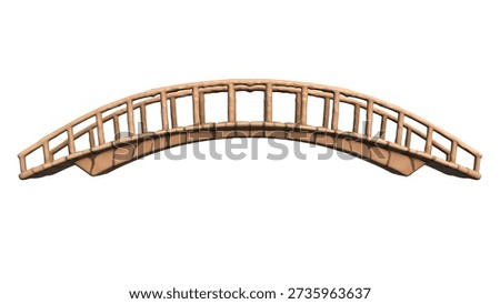 Opposite angle view of rustic stone arch bridge architecture 3D illustration isolated