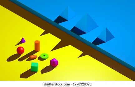 Opposite Different Geometric Shapes Representing Separation Stock ...