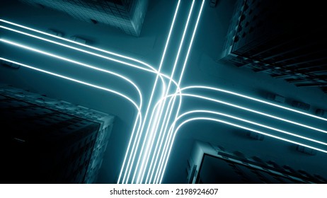 Optical 3d Digital City Concept Illuminated By Data Signals High Speed Communication Concept High Tech Urban Area Artificial Intelligence