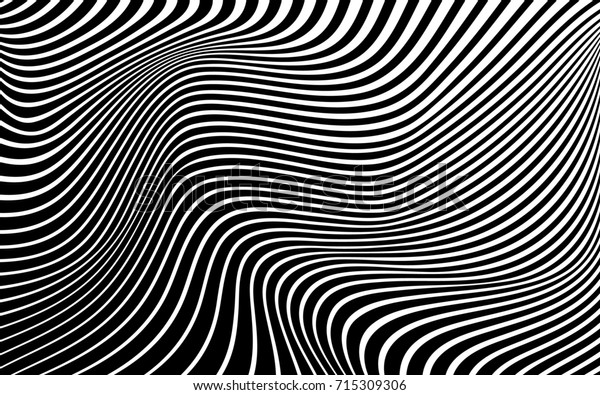 Abstrakter Hintergrund Wellendesign Der Optischen Kunst Schwarz Weiss Stockillustration