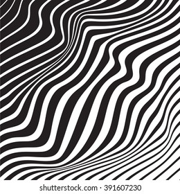 Optical Art Background Wave Design Black And White