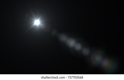 Optical flare, Sun glare, isolated, in black background, Abstract Motion