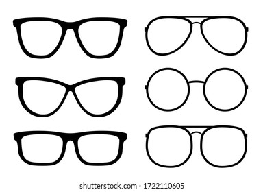 optical graphic set of isolated transparent glasses and sunglasses icons on white background