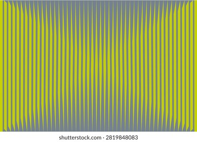 Optical illusion abstract background featuring vertical tapering yellow stripes over a solid gray backdrop. Creating a rhythmic visual vibration and 3D wave effect, ideal for modern textile prints, geometric wallpapers, or trendy packaging designs.