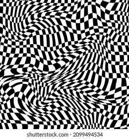 Optical Illusion - Distorted Checkered Print
Black And White Checkered Pattern With Optical Illusion Effect 