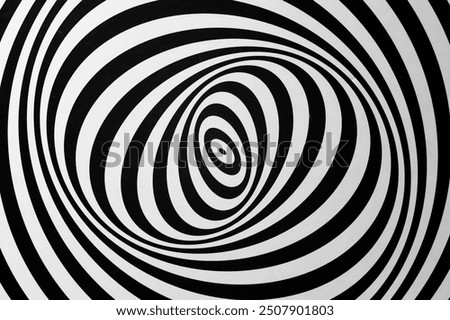 Optical illusion horizontal background. Abstract curves, geometric effect. Black and white.