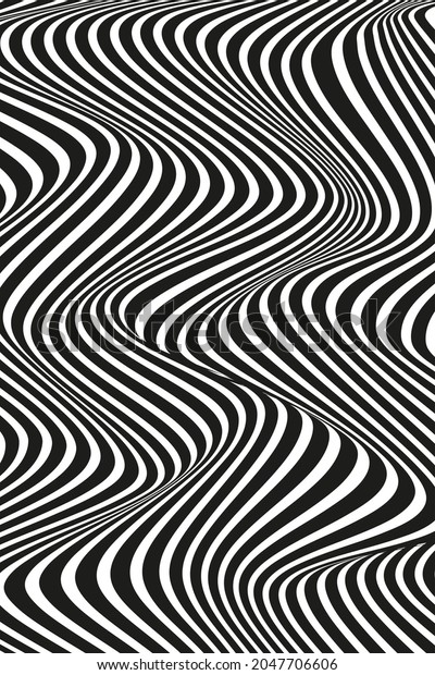 Optical Illusion White Wavy Liquid Stripes Stock Illustration ...