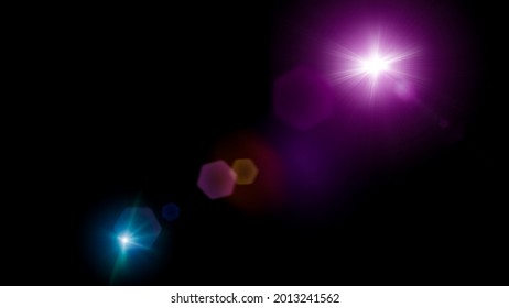 Optical Solar Light Lens Flare Effect Isolated On Black Background. Lens Flare Effects.