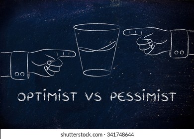 Optimist Vs Pessimist Hands Pointing Half Stock Illustration 341748644 ...