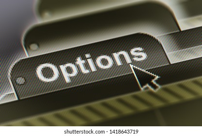 Options. A file in a screen. Illustration.