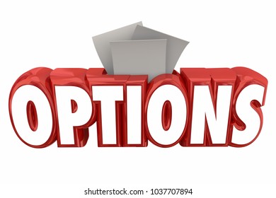 Options Word Slot Collection Box Choices Information 3d Illustration