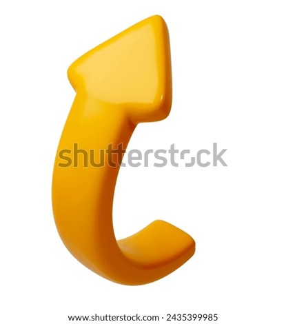 orange 3d half circle arrows up direction. Arrow sign or icon for web button and interface and navigation design illustration.