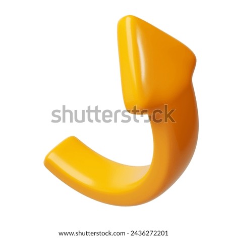 orange 3d half circle arrows up direction. Arrow sign or icon for web button and interface and navigation design illustration. 3D Illustration