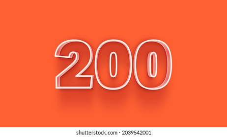 Orange 3d number 200 isolated on orange background coupon 200 3d numbers rendering discount collection for your unique selling poster, banner ads, Christmas, Xmas sale and more