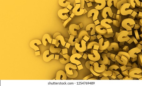 Orange 3d Question Marks Background. 3D Render Questions And Doubt
