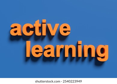 Orange active learning message on a blue background promotes student involvement and participation in education. 3D render. - Powered by Shutterstock