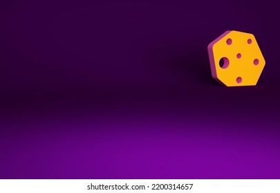 Orange Asteroid Icon Isolated On Purple Background. Minimalism Concept. 3d Illustration 3D Render.